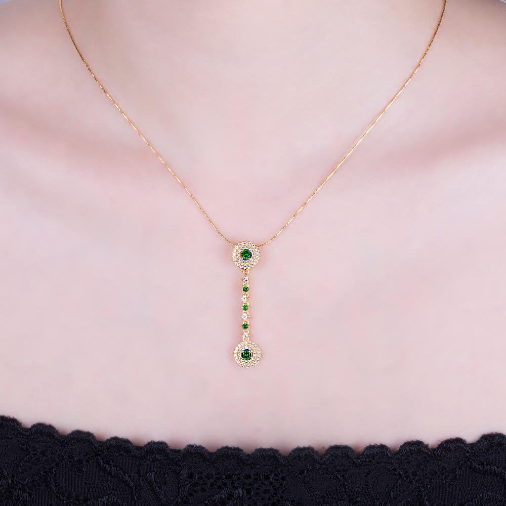 Fusion Emerald Halo 18ct Gold Vermeil Pendant #4