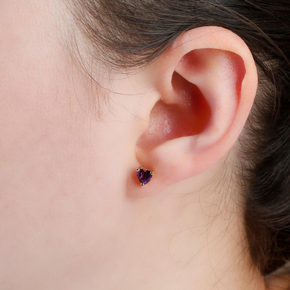 Charisma 1ct Heart Amethyst 18ct Gold Vermeil Stud Earrings #2