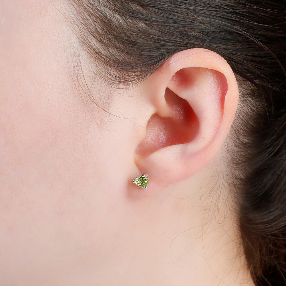 Charisma 1ct Heart Peridot 18ct White Gold Stud Earrings #2