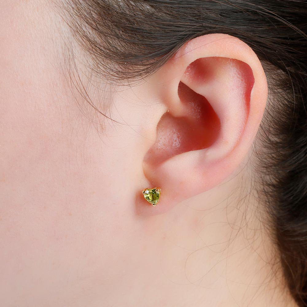 Charisma 1ct Heart Peridot 9ct Yellow Gold Stud Earrings #2