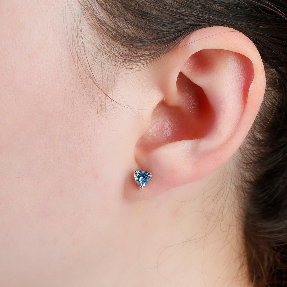 Charisma 1ct Heart Swiss Blue Topaz Platinum plated Silver Stud Earrings #2