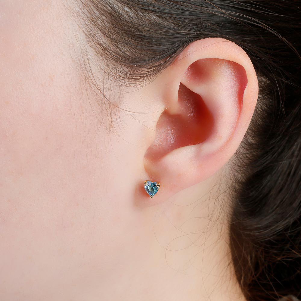 Charisma 1ct Heart Swiss Blue Topaz 18ct Gold Vermeil Stud Earrings #2