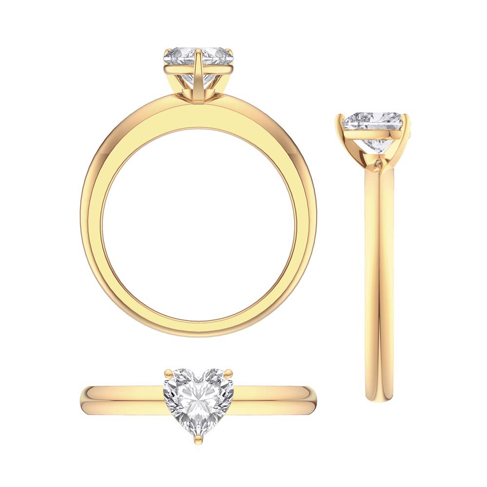 Unity 1ct Heart Moissanite Solitaire 9ct Yellow Gold Proposal Ring #5