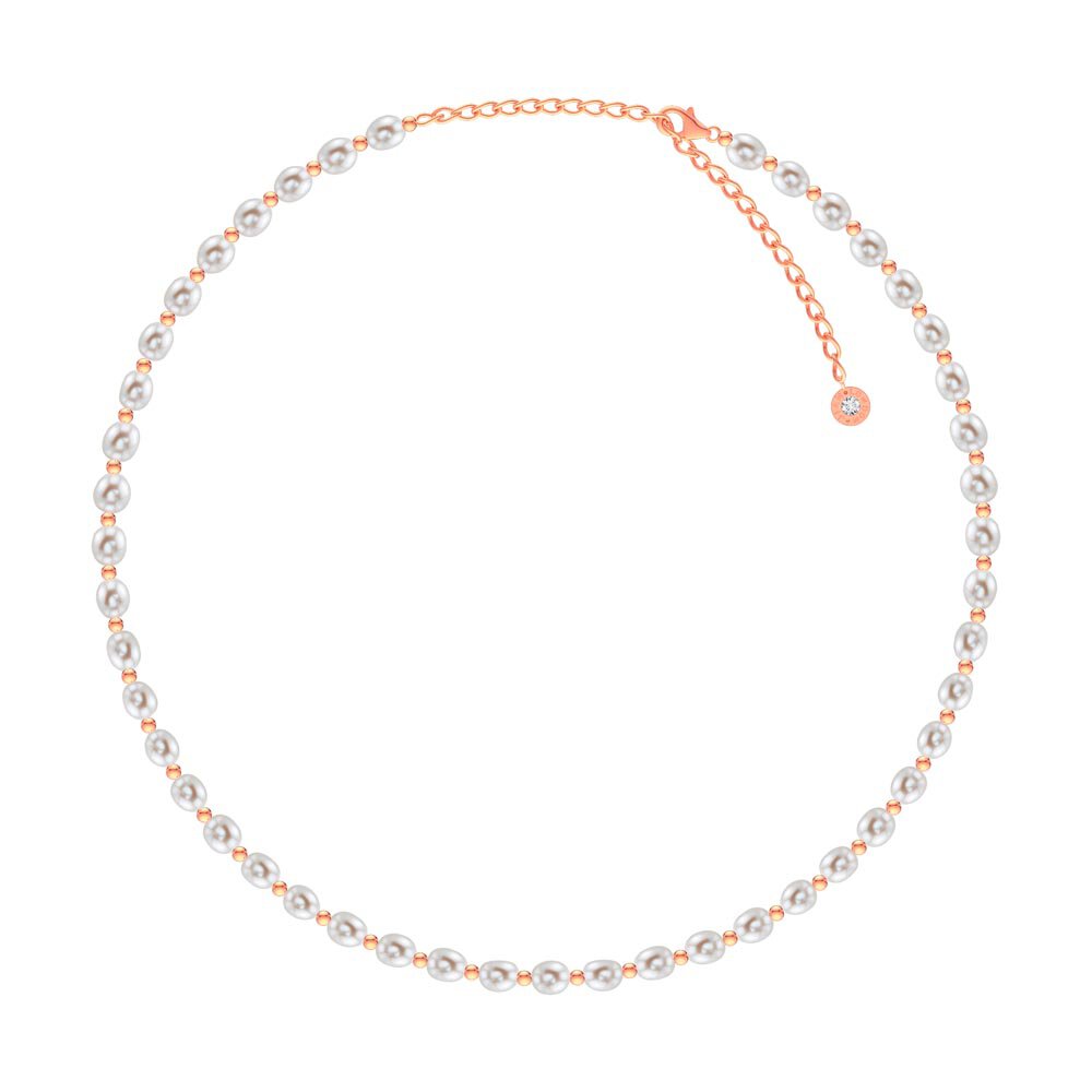 Venus White Pearl 18ct Rose Gold Vermeil Choker Necklace