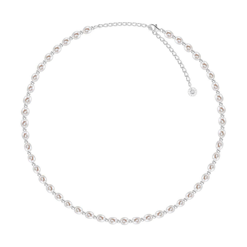 Venus White Pearl Platinum plated Silver Choker Necklace