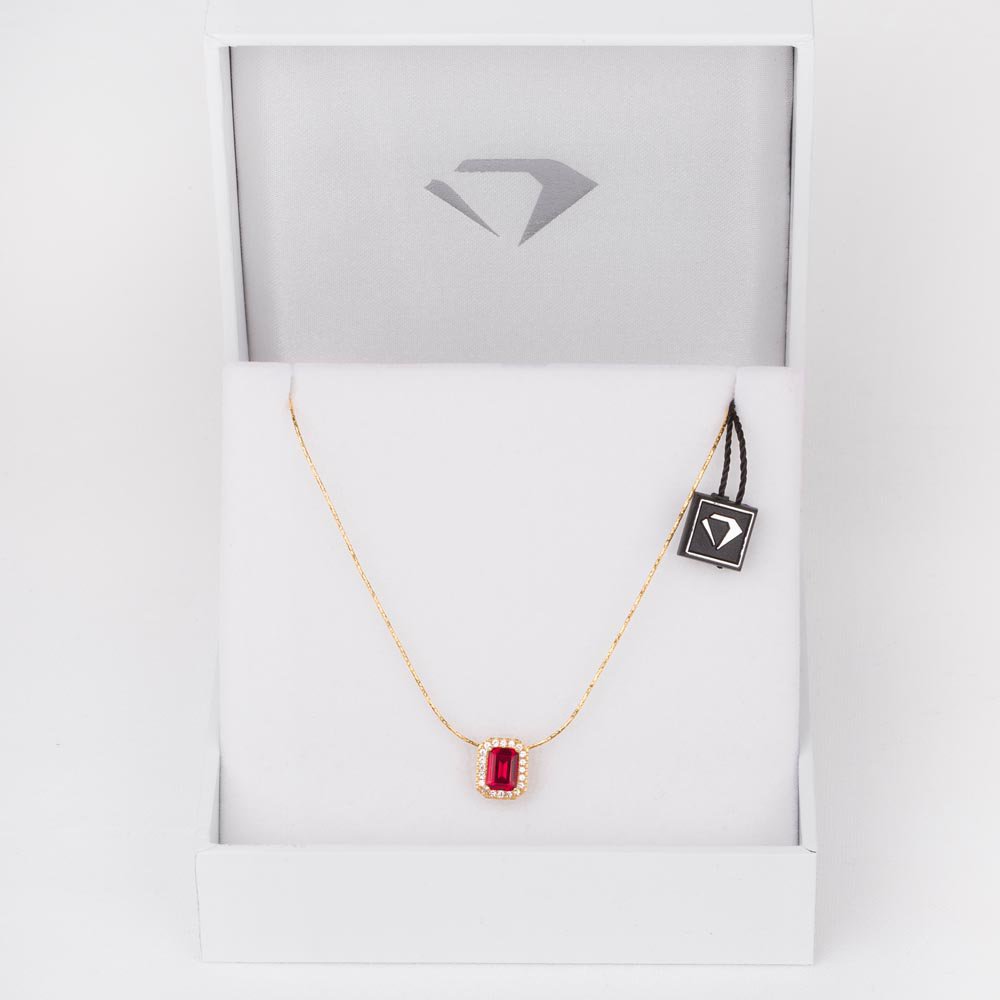Princess 1ct Ruby 18ct Gold Vermeil Rectangle Pendant #2