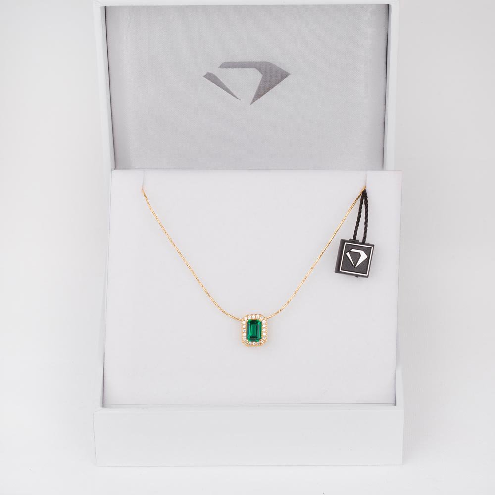 Princess 1ct Emerald 18ct Gold Vermeil Rectangle Pendant #2