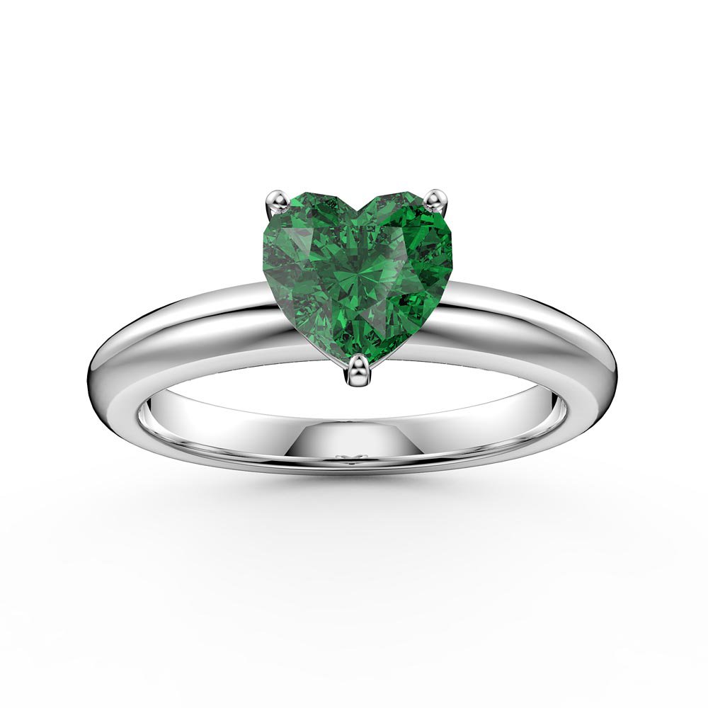 Unity 1ct Heart Emerald Solitaire Platinum Ring