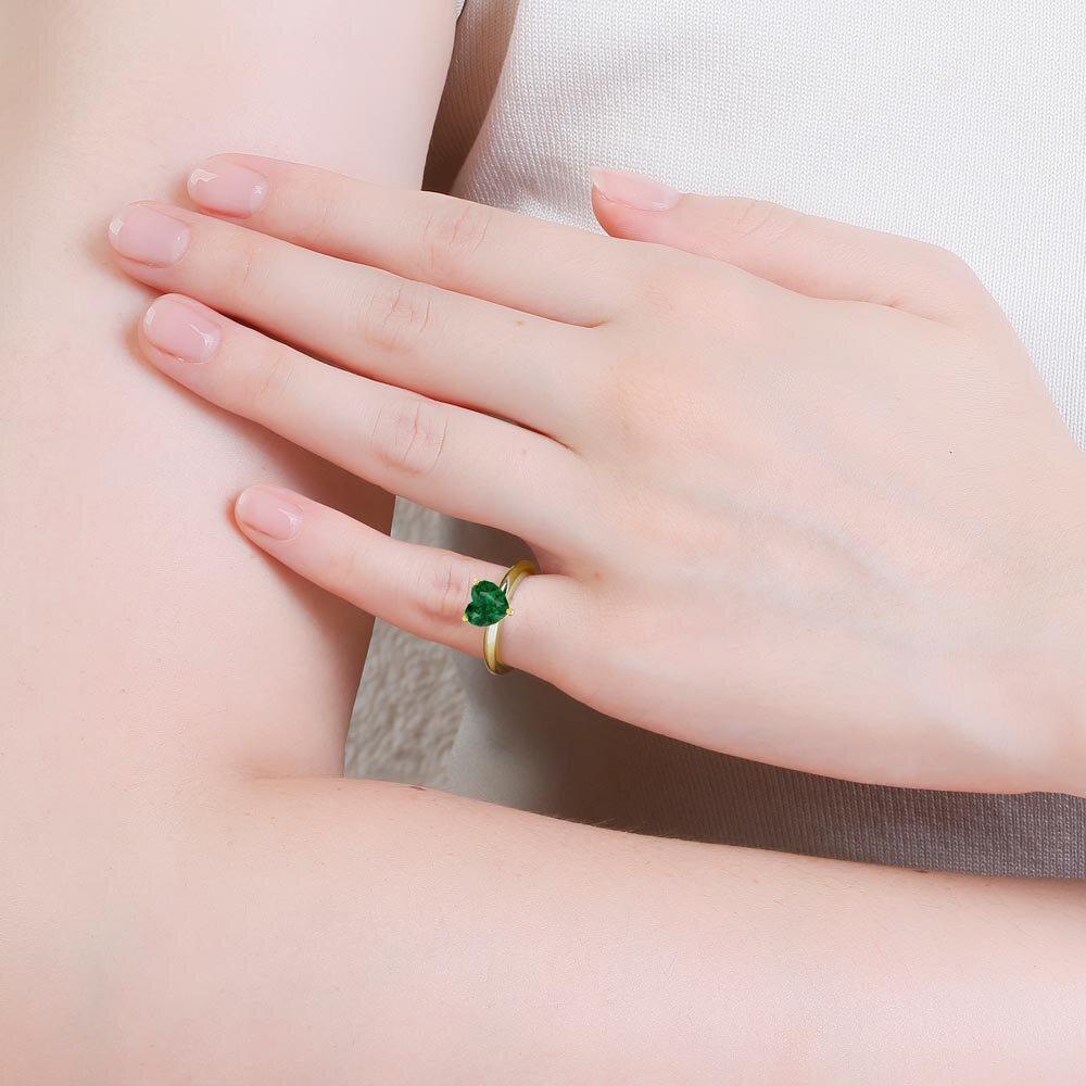 Unity 1ct Heart Emerald Solitaire 18ct Yellow Gold Proposal Ring #2