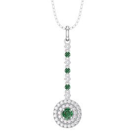 Fusion Emerald Halo Platinum plated Silver Drop Pendant