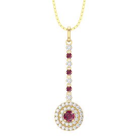 Fusion Ruby Halo 18ct Gold Vermeil Drop Pendant