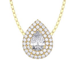 Fusion White Sapphire Halo 18ct Gold Vermeil Pear Pendant