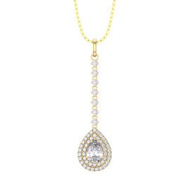 Fusion White Sapphire Halo 18ct Gold Vermeil Drop Pear Pendant