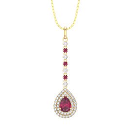 Fusion Ruby Halo 18ct Gold Vermeil Drop Pear Pendant