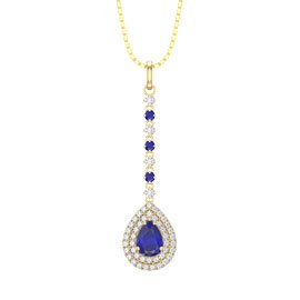 Fusion Sapphire Halo 18ct Gold Vermeil Drop Pear Pendant