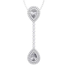 Fusion 2.3ct Diamond Halo 18ct White Gold Drop Pear Pendant Set