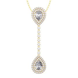 Fusion 2.3ct Diamond Halo 18ct Yellow Gold Drop Pear Pendant Set
