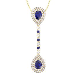 Fusion Sapphire Halo 18ct Gold Vermeil Drop Pear Pendant Set