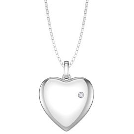 Charisma Moissanite Platinum plated Silver Heart Locket