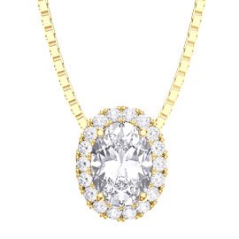 Eternity White Sapphire and Diamond 18ct Yellow Gold Halo Oval Pendant
