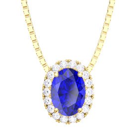 Eternity Sapphire Halo 18ct Gold Vermeil Oval Pendant