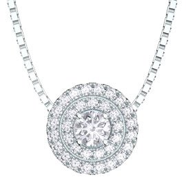Fusion White Sapphire Halo Platinum plated Silver Pendant