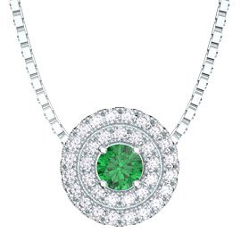 Fusion Emerald Halo Platinum plated Silver Pendant
