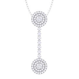Fusion White Sapphire Halo Platinum plated Silver Drop Pendant Set