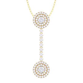 Fusion White Sapphire Halo 18ct Gold Vermeil Drop Pendant Set