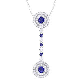 Fusion Sapphire Halo Platinum plated Silver Drop Pendant Set