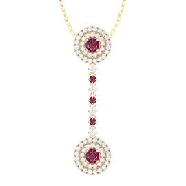 Fusion Ruby Halo 18ct Gold Vermeil Drop Pendant Set