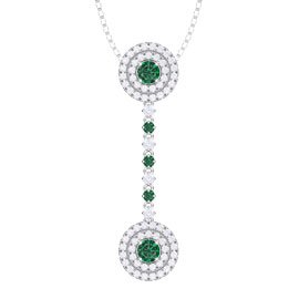 Fusion Emerald Halo Platinum plated Silver Drop Pendant Set
