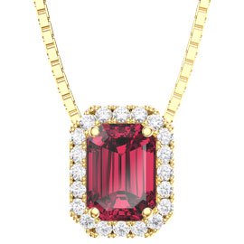 Princess 1ct Ruby 18ct Gold Vermeil Rectangle Pendant