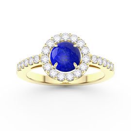 Lapis Halo 9ct Yellow Gold Proprosal Ring