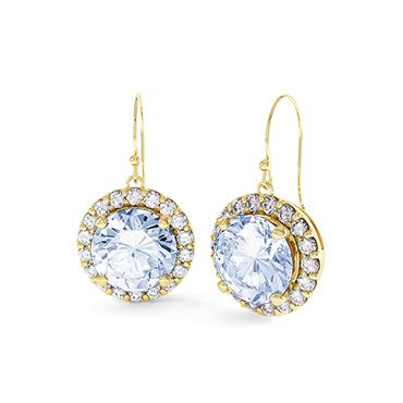 Halo Aquamarine 18ct Gold Vermeil Drop Earrings