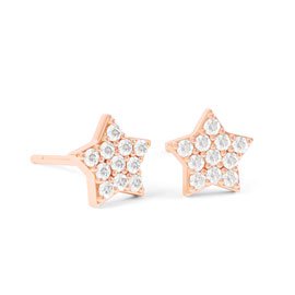 Charisma GH SI1 Diamond Mini Star 18ct Rose Gold Stud Earrings